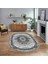 Dijital Kaymaz Taban Yıkanabilir Oval Klasik Desen Yolluk Salon Halısı, V-O-Klasik-29-Gri, 1