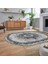 Dijital Kaymaz Taban Yıkanabilir Oval Klasik Desen Yolluk Salon Halısı, V-O-Klasik-29-Gri, 2