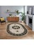 Dijital Kaymaz Taban Yıkanabilir Oval Klasik Desen Yolluk Salon Halısı, V-O-Klasik-27-Siyah, 1