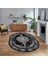 Dijital Kaymaz Taban Yıkanabilir Oval Klasik Desen Yolluk Salon Halısı, V-O-Klasik-25-Siyah, 1