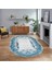 Dijital Kaymaz Taban Yıkanabilir Oval Klasik Desen Yolluk Salon Halısı, V-O-Klasik-08-Mavi, 1