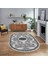 Dijital Kaymaz Taban Yıkanabilir Oval Klasik Desen Yolluk Salon Halısı, V-O-Klasik-24-Gri, 1