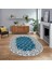 Dijital Kaymaz Taban Yıkanabilir Oval Klasik Desen Yolluk Salon Halısı, V-O-Klasik-04-Mavi, 1