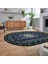 Dijital Kaymaz Taban Yıkanabilir Oval Klasik Desen Yolluk Salon Halısı, V-O-Klasik-14-Mavi, 2