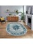 Dijital Kaymaz Taban Yıkanabilir Oval Klasik Desen Yolluk Salon Halısı, V-O-Klasik-11-Mavi, 1