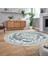 Dijital Kaymaz Taban Yıkanabilir Oval Klasik Desen Yolluk Salon Halısı, V-O-Klasik-09-Mavi, 2