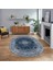 Dijital Kaymaz Taban Yıkanabilir Oval Klasik Desen Yolluk Salon Halısı, V-O-Klasik-07-Mavi, 1