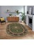 Dijital Kaymaz Taban Yıkanabilir Oval Klasik Desen Yolluk Salon Halısı, V-O-Klasik-21-Yeşil, 1