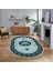 Dijital Kaymaz Taban Yıkanabilir Oval Klasik Desen Yolluk Salon Halısı, V-O-Klasik-27-Mavi, 1