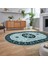 Dijital Kaymaz Taban Yıkanabilir Oval Klasik Desen Yolluk Salon Halısı, V-O-Klasik-27-Mavi, 2