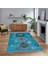 Dijital Baskılı Kaymaz Taban Yıkanabilir Etnik Desen Yolluk Salon Halısı, V-Etnik-01-Mavi, 1