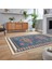 Dijital Baskılı Kaymaz Taban Yıkanabilir Etnik Desen Yolluk Salon Halısı, V-Etnik-03-Mavi, 2