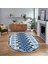 Dijital Baskılı Kaymaz Taban Yıkanabilir Oval Etnik Desen Yolluk Salon Halısı, V-O-Etnik-06-Mavi, 1