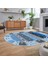 Dijital Baskılı Kaymaz Taban Yıkanabilir Oval Etnik Desen Yolluk Salon Halısı, V-O-Etnik-15-Mavi, 2