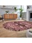 Dijital Baskılı Kaymaz Taban Yıkanabilir Oval Etnik Desen Yolluk Salon Halısı, V-O-Etnik-20-Pembe, 2