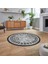 Dijital Kaymaz Taban Yıkanabilir Yuvarlak Etnik Desen Mutfak Salon Halısı, V-Y-Etnik-03-Gri, 2