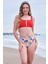 Rukomayo Kırmızı Desenli Mix Mach Fermuarlı Yüksek Bel Freeset Bikini 1