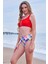 Rukomayo Kırmızı Desenli Mix Mach Fermuarlı Yüksek Bel Freeset Bikini 2