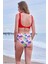 Rukomayo Kırmızı Desenli Mix Mach Fermuarlı Yüksek Bel Freeset Bikini 3