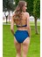Rukomayo Petrol Rengi Fırfırlı V Yaka Yüksek Bel Bikini 3