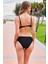 Rukomayo Siyah Beyaz Desenli Boş Kaplı Omuzdan Ayarlanabilir Askılı Bikini 4