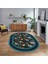 Dijital Kaymaz Taban Yıkanabilir Oval Çerçeveli Mutfak Salon Halısı, V-O-Çerçeveli-27-Mavi, 1