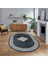 Dijital Kaymaz Taban Yıkanabilir Oval Çerçeveli Mutfak Salon Halısı, V-O-Çerçeveli-01-Füme, 1