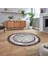 Dijital Kaymaz Taban Yıkanabilir Yuvarlak Çerçeveli Mutfak Salon Halısı, V-Y-Çerçeveli-10-Bordo, 2