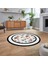 Dijital Kaymaz Taban Yıkanabilir Yuvarlak Çerçeveli Mutfak Salon Halısı, V-Y-Çerçeveli-27-Beyaz, 2