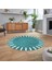 Dijital Kaymaz Taban Yıkanabilir Yuvarlak Çerçeveli Mutfak Salon Halısı, V-Y-Çerçeveli-40-Mavi, 2