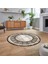Dijital Kaymaz Taban Yıkanabilir Yuvarlak Çerçeveli Mutfak Salon Halısı, V-Y-Çerçeveli-09-Kahve, 2