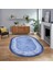 Dijital Kaymaz Taban Yıkanabilir Oval Çerçeveli Mutfak Salon Halısı, V-O-Çerçeveli-36-Mavi, 1