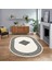 Dijital Kaymaz Taban Yıkanabilir Oval Çerçeveli Mutfak Salon Halısı, V-O-Çerçeveli-01-Krem, 1