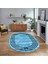 Dijital Kaymaz Taban Yıkanabilir Oval Çerçeveli Mutfak Salon Halısı, V-O-Çerçeveli-42-Mavi, 1