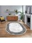 Dijital Kaymaz Taban Yıkanabilir Oval Çerçeveli Mutfak Salon Halısı, V-O-Çerçeveli-06-Gri, 1