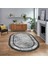 Dijital Kaymaz Taban Yıkanabilir Oval Çerçeveli Mutfak Salon Halısı, V-O-Çerçeveli-10-Gri, 1