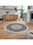 Dijital Kaymaz Taban Yıkanabilir Yuvarlak Çerçeveli Mutfak Salon Halısı, V-Y-Çerçeveli-37-Beyaz, 2