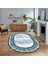 Dijital Kaymaz Taban Yıkanabilir Oval Çerçeveli Mutfak Salon Halısı, V-O-Çerçeveli-09-Turkuaz, 1