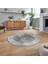 Dijital Kaymaz Taban Yıkanabilir Yuvarlak Çerçeveli Mutfak Salon Halısı, V-Y-Çerçeveli-32-Gri, 2