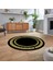 Dijital Kaymaz Taban Yıkanabilir Yuvarlak Çerçeveli Mutfak Salon Halısı, V-Y-Çerçeveli-47-Siyah, 2