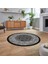 Dijital Kaymaz Taban Yıkanabilir Yuvarlak Çerçeveli Mutfak Salon Halısı, V-Y-Çerçeveli-37-Siyah, 2