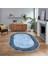 Dijital Kaymaz Taban Yıkanabilir Oval Çerçeveli Mutfak Salon Halısı, V-O-Çerçeveli-06-Mavi, 1
