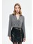 Vatka Detaylı Crop Blazer Ceket Gri 1