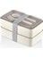 2 Katlı Krem Çatal Kaşıklı Saklama Kabı 1003 Lunch Box - Beslenme Bölmeli Yemek Kutusu 3