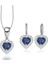 Diamond Model Lusso Elegant Sapphire Heart Kadın Kolye Küpe Seti 1