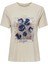 Kadın T-Shirt Bej 15303212 Onlfree Lıfe Reg S/s Leaf Top Box Jrs 1