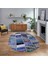 Dijital Baskılı Kaymaz Yıkanabilir Oval Patchwork Yolluk Salon Halısı, V-O-Patchwork-10-Mavi, 1