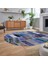 Dijital Baskılı Kaymaz Yıkanabilir Oval Patchwork Yolluk Salon Halısı, V-O-Patchwork-10-Mavi, 2