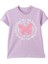 Kız Çocuk Kelebeği Pul Işlemeli Yazı Desenli Lila Renk Tişört 1