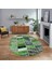 Dijital Baskılı Kaymaz Yıkanabilir Oval Patchwork Yolluk Salon Halısı, V-O-Patchwork-10-Yeşil, 1